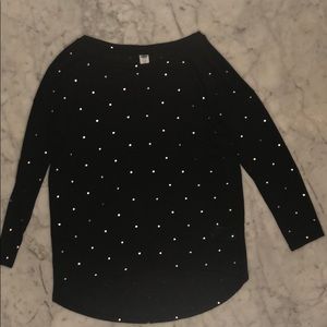 Junior (XL/14) Black Metallic Polka-Dot Sweater